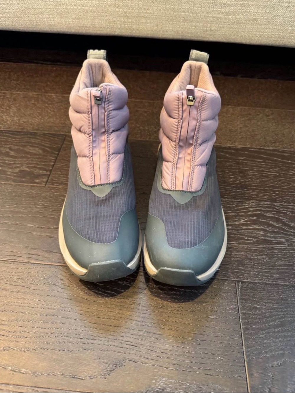 The North Face Women's Purple and Gray Quilted Zip Winter Boots